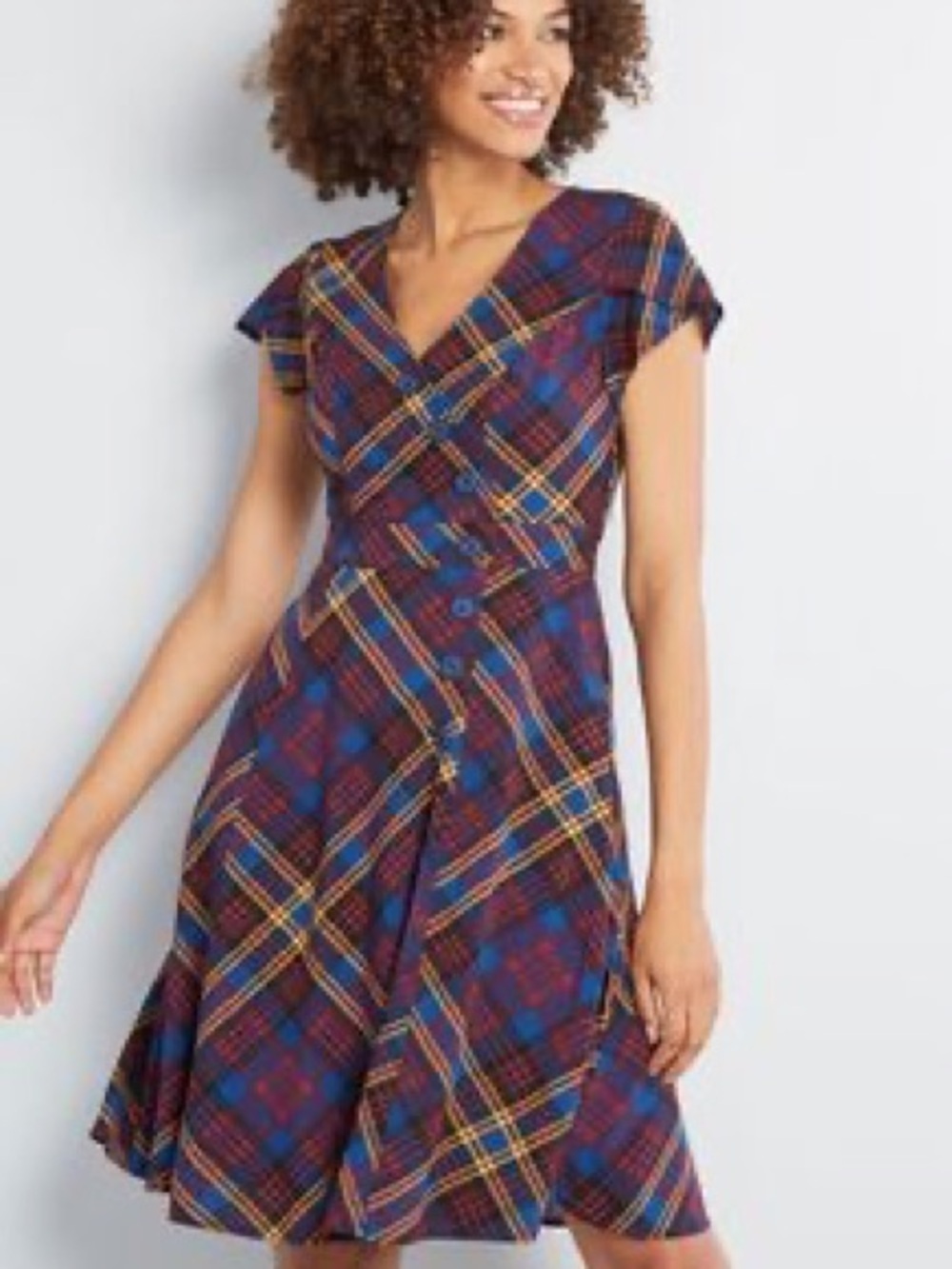 ModCloth Vintage 50s Inspired Plaid Fit & Flare Dress Size Medium Retro Classic